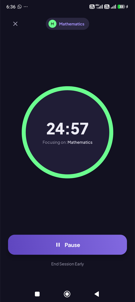 A 25 minute focus session counting down